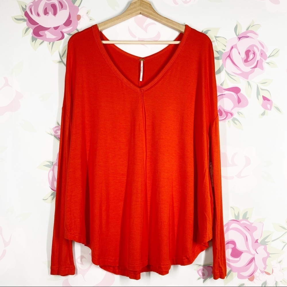 NWT Free People Moonshine Love Glare Orange Long Sleeve Tunic Top XS